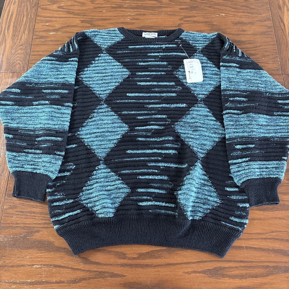 Vintage Nani Bon Argyle Sweater Mens 54 XL Pullover Made In Italy Coogi Style